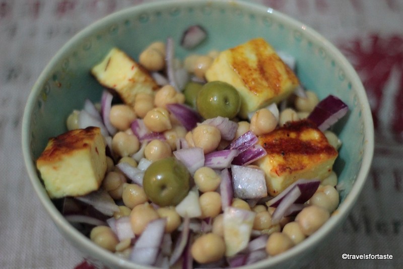 Chickpea and sweet Chilli Paneer salad - Travels for Taste