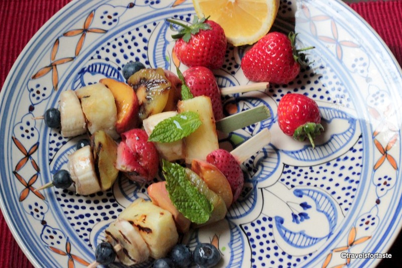 Grilled Fruit Kebabs with a chilli honey drizzle