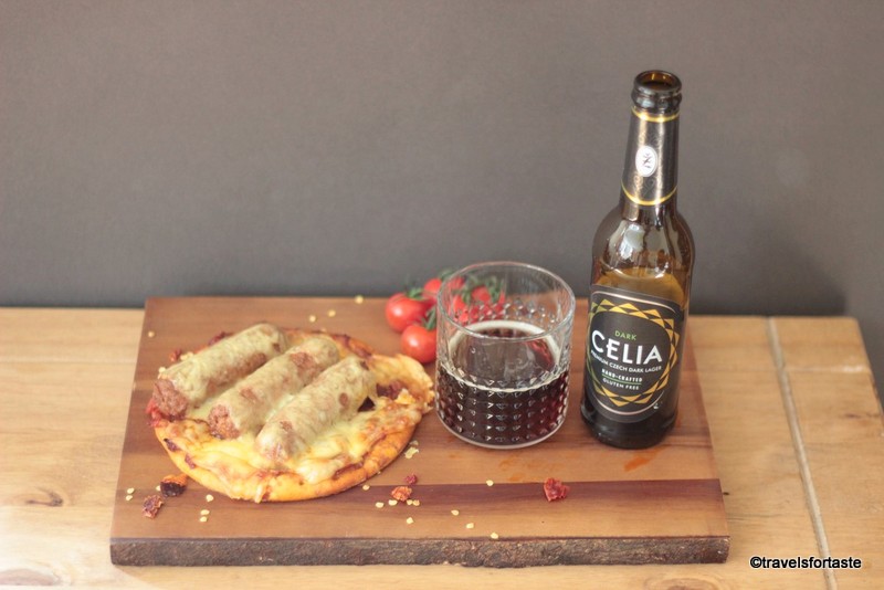 Celia organic GF beer with Genius GF pizza base